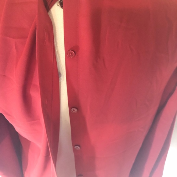 Express Red Long Sleeve Sheer Blouse - Picture 6 of 8